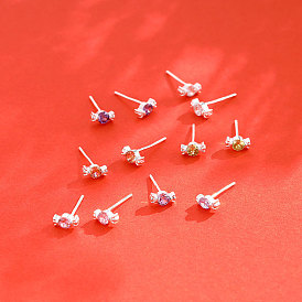 999 серьги-гвоздики из стерлингового серебра с кубическим цирконием в форме конфет, серебряные