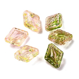 51Pcs Transparent Two Tone Acrylic Beads, Rhombus