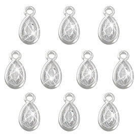 10шт. 925 подвески в форме капли из стерлингового серебра с инкрустацией прозрачными кубическими циркониями