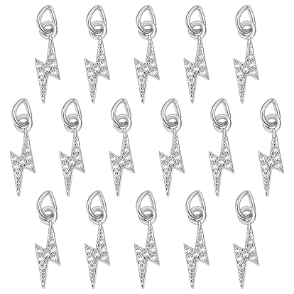 16подвески из латуни с микропаве из кубического циркония, подвески молнии, без кадмия, без никеля и без свинца, с целью перехода в кольце