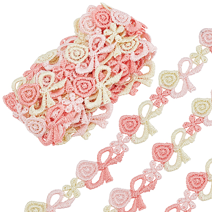2 Yards Lace Trim Polyester String Threads for Jewelry Making, Flower Shape, Garment Accessories