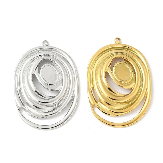 304 Настройки кабошон из нержавеющей стали кулон, ионное покрытие (ip), овальный шарм