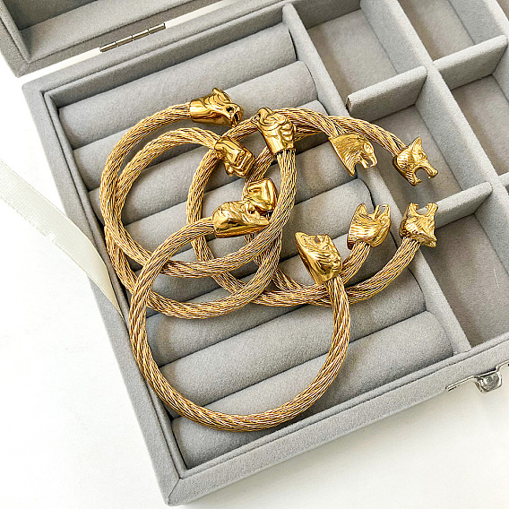 304 браслеты-манжеты из нержавеющей стали для унисекс, золотые