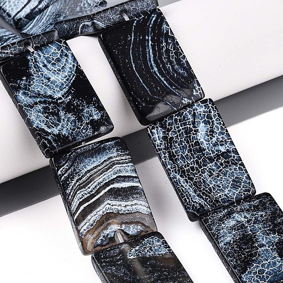 Естественные выветрившиеся агатовые бусины, окрашенные, прямоугольные