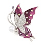 Alfileres de esmalte, Broches de solapa de aleación con diamantes de imitación para ropa, mariposa, Platino, con perlas de plástico