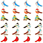 24Pcs 6 Style Alloy Enamel Pendants, Bird with Hat & Scarf, Light Gold