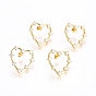 Brass Micro Pave Clear Cubic Zirconia Stud Earrings, with Ear Nuts, Long-Lasting Plated, Heart