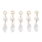 Подвески из ракушечного жемчуга и стекла, слеза, с 304 кольцами из нержавеющей стали, граненые