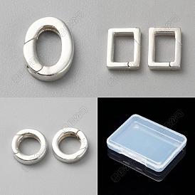3Pcs 3 Styles 925 Sterling Silver Spring Gate Rings, Mixed Shapes