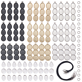 DIY Necklace Making, with Alloy Pendant Cabochon Settings, Glass Cabochons, Iron Jump Rings and Waxed Cotton Cord Necklace Makings