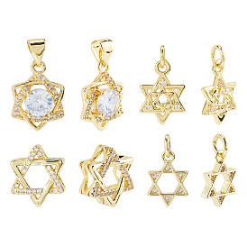 12 шт. 4 стили звезда латунь микро паве прозрачный кубический цирконий подвески