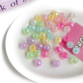 Opaque Acrylic Beads, Imitation Jelly, Faceted, Round