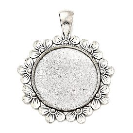 Круглая подвеска в виде кабошона из сплава цветов в тибетском стиле, без кадмия и без свинца, лоток : 25 мм, 47x38x2.5 мм, отверстие : 6x4 мм, Около 145 шт / 1000 г