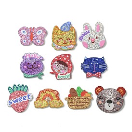 Bear/Rainbow/Cat Shape/Butterfly/Vegetables/Strawberry/Rabbit Resin Decoden Cabochons, with Paillette/Glitter Sequins