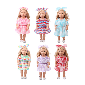 Wave Pattern Cloth Doll Dress, Casual Wear Clothes Set, Fit for American 18 inch Girl Dolls