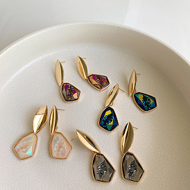 Personality Laser Irregular Colorful Earrings Female Geometric Retro Fashion Temperament Versatile Ear Jewelry