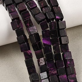 Natural Dyed White Jade(Imitation Charoite) Beads Strands, Cube