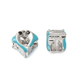 Rack Plating Alloy Enamel European Beads, with Rhinestone, Cadmium Free & Nickel Free & Lead Free, Large Hole Beads, Dolphin