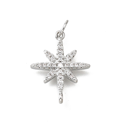 Подвески-звездочки с микропаве из латуни, прозрачные кубические цирконии, с соединительными кольцами, без свинца и без кадмия, стойки покрытие, долговечный