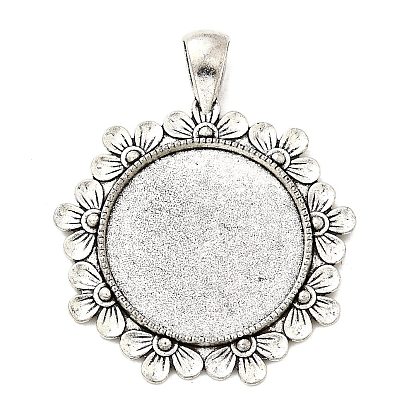 Круглая подвеска в виде кабошона из сплава цветов в тибетском стиле, без кадмия и без свинца, лоток : 25 мм, 47x38x2.5 мм, отверстие : 6x4 мм, Около 145 шт / 1000 г