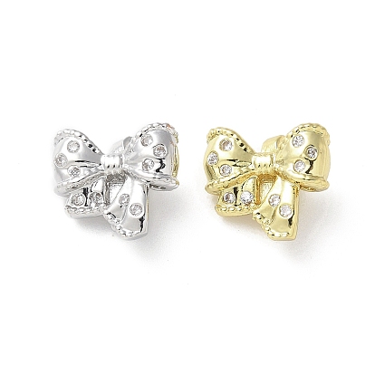 Латунные микропаве прозрачные подвески с фианитом, бантом прелести