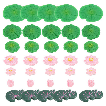 35 шт. 7 стили смоляные искусственные водные растения-украшения, для украшения аквариума в микроландшафтном стиле, лист лотоса и лотос