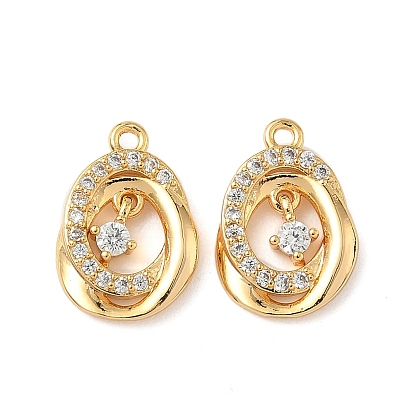 Латунные микропаве прозрачные подвески с фианитом, овальной формы, без никеля 
