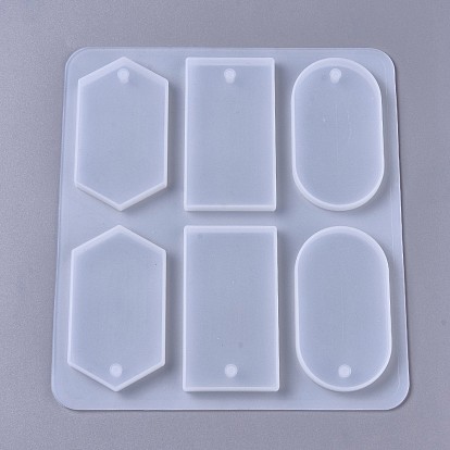 Silicone Molds, Pendant Resin Casting Molds, For UV Resin, Epoxy Resin Jewelry Making, Mixed Shapes, Oval & Rectangle & Hexagon
