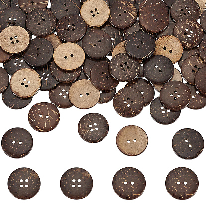 100 шт. 2 стили кокосовые пуговицы, плоско-круглые