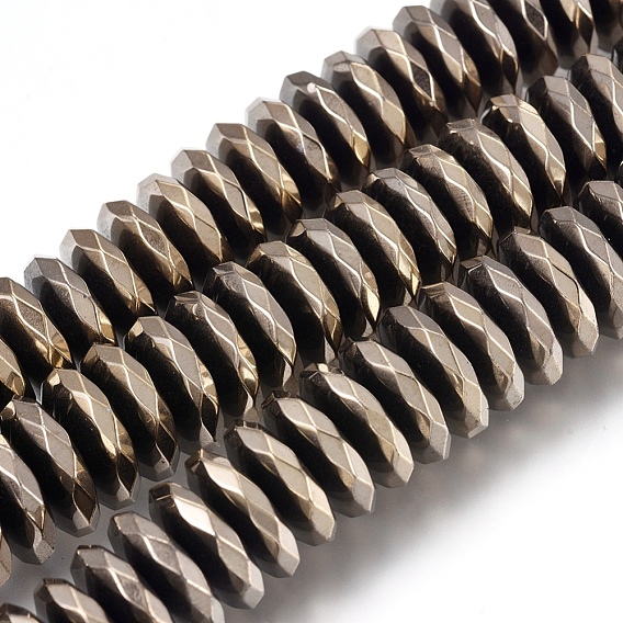 Нити немагнитных синтетических гематитовых бусин с вакуумным покрытием pvd, граненые, диск