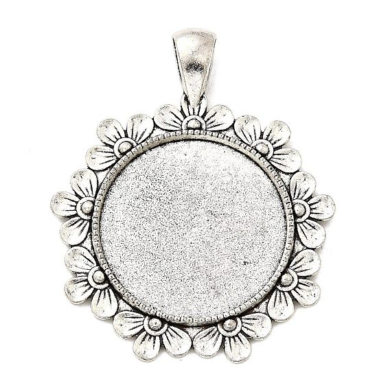 Круглая подвеска в виде кабошона из сплава цветов в тибетском стиле, без кадмия и без свинца, лоток : 25 мм, 47x38x2.5 мм, отверстие : 6x4 мм, Около 145 шт / 1000 г