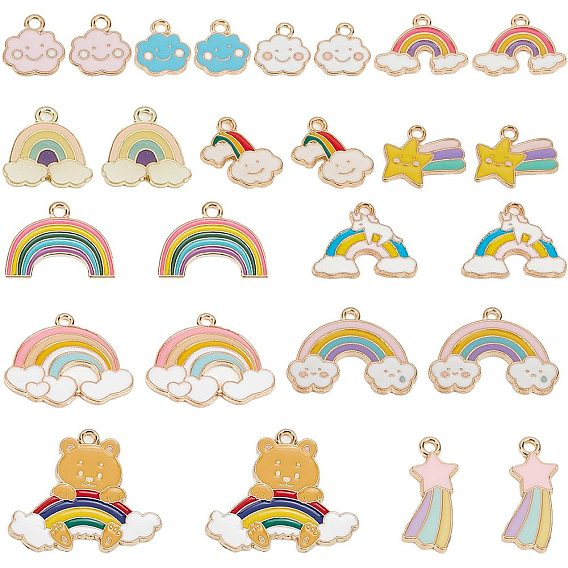52 шт 13 подвески из сплава, с эмалью, золотой свет, разнообразные