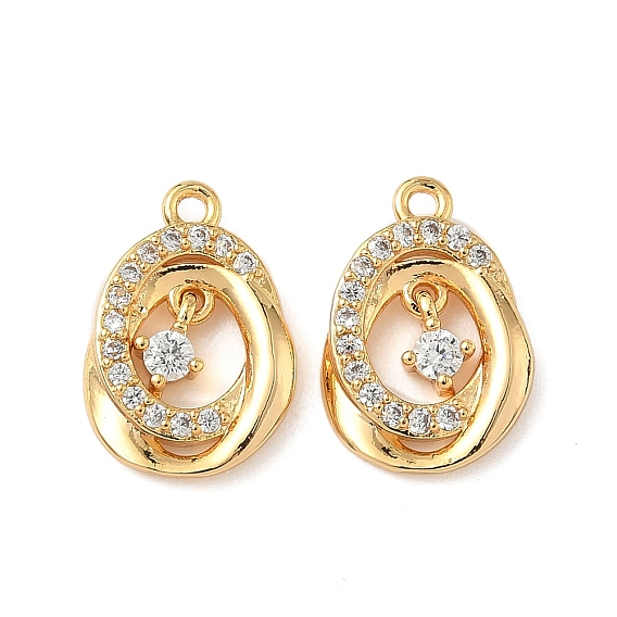 Латунные микропаве прозрачные подвески с фианитом, овальной формы, без никеля 