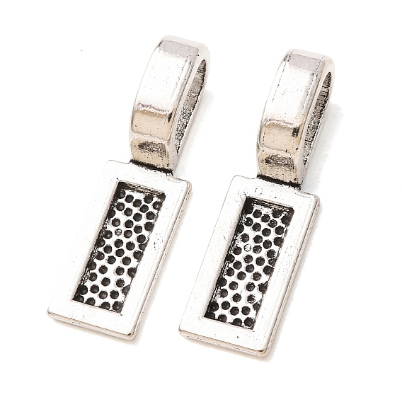 Tibetan Style Alloy Glue-on Flat Pad Bails, Rectangle, Cadmium Free & Lead Free