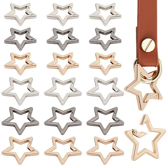 18 шт 6 стили пружинные кольца из цинкового сплава, звезда