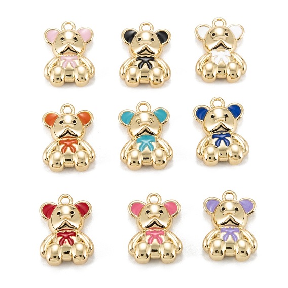 Кулоны из экологически чистой латуни с эмалью, реальный 18 k позолоченный, долгоиграющий, медведь