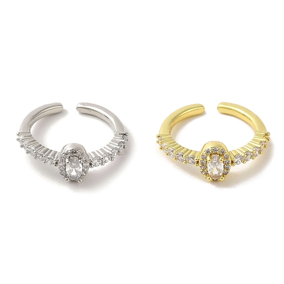 Кольца-манжеты из латуни с микропаве из кубического циркония, долговечный, без свинца и без кадмия, овальные