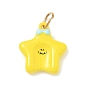 304 Stainless Steel Enamel Pendants, Star with Bowknot Charms, with Jump Ring