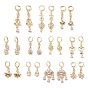 Rack Plating Golden Brass Dangle Leverback Earrings, with Cubic Zirconia