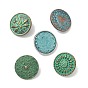 Тибетский стиль кнопки сплава хвостовиком, плоско-круглые, 1-луночное