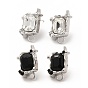 Rectangle with Star Alloy Rhinestone Stud Earring Findings, with Horizontal Loop and 304 Stainless Steel Pins, Cadmium Free & Lead Free