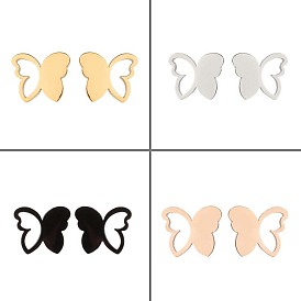 304 Stainless Steel Hollow Out Butterfly Stud Earrings, Asymmetrical Earrings for Women