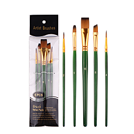 Painting Brush Set, Nylon Brush Head with Wooden Handle and Gold Plated Aluminium Tube, for Watercolor Painting Artist Professional Painting