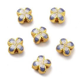 Brass Enamel Beads, Cadmium Free & Lead Free, Golden, Flower