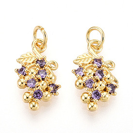 Латунные микро проложить кубического циркония подвески, без кадмия, без никеля и без свинца, винограды, с целью перехода в кольце