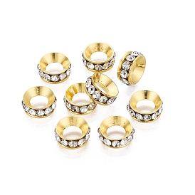 Brass Rhinestone Rondelle Space Beads, for Jewelry Making, DIY Necklaces and Bracelets Craft Supplies