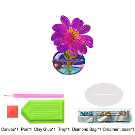 Flower Diamond Painting Kit, Including Acrylic Rhinestones Bag, Diamond Sticky Pen, Tray Plate, Base, Glue Clay and Canvas