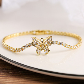 Luxury Gold-Plated Butterfly Bracelet with Zircon Stones by Aogu