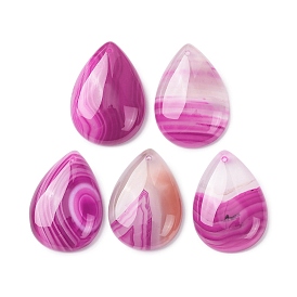 Подвески из натурального полосатого агата / полосатого агата, окрашенные, слезинки