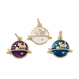Подвески в форме планеты и кошки из латуни и эмали, с целью перехода в кольце, стойки покрытие, без кадмия и без свинца, долговечный, реальный 18 k позолоченный